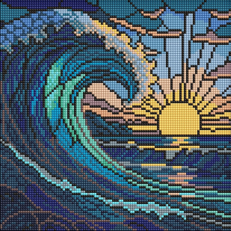 Алмазна мозаїка “Вітраж. Хвиля“ ©art_selena_ua AMO8320, 30х30 см