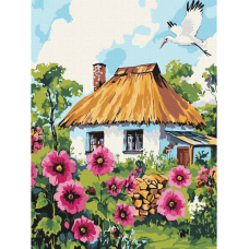 Картина за номерами "Мальви біля хати" ©art_selena_ua KHO6407, 30x40 см