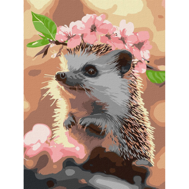 Картина за номерами "Їжачок у вишневому цвітінні" ©art_selena_ua KHO6756, 30х40 см