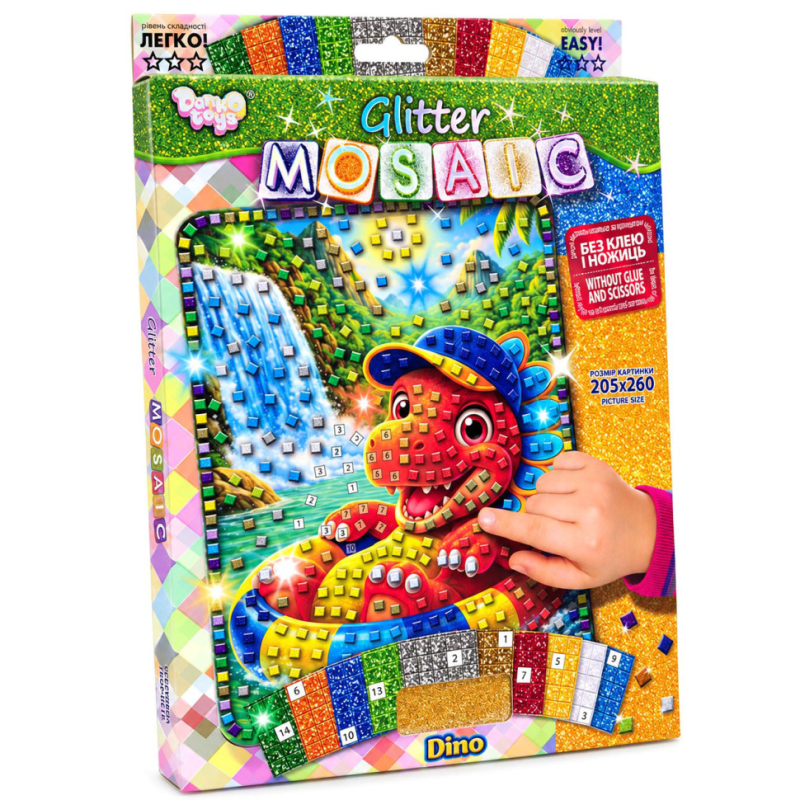 Креативна творчість "Блискуча мозаїка Dino" БМ-04-07 серії "Glitter Mosaic"