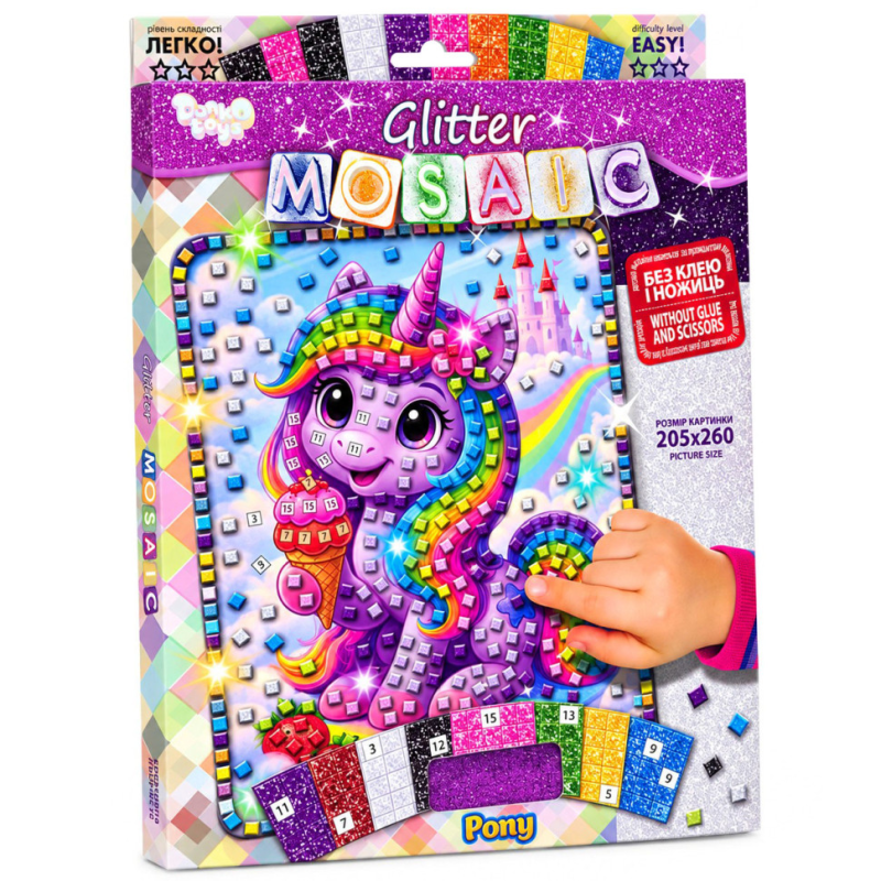 Креативна творчість "Блискуча мозаїка Pony" БМ-04-10 серії "Glitter Mosaic" Креативна творчість "Блискуча мозаїка Pony" БМ-04-10 серії "Glitter Mosaic"