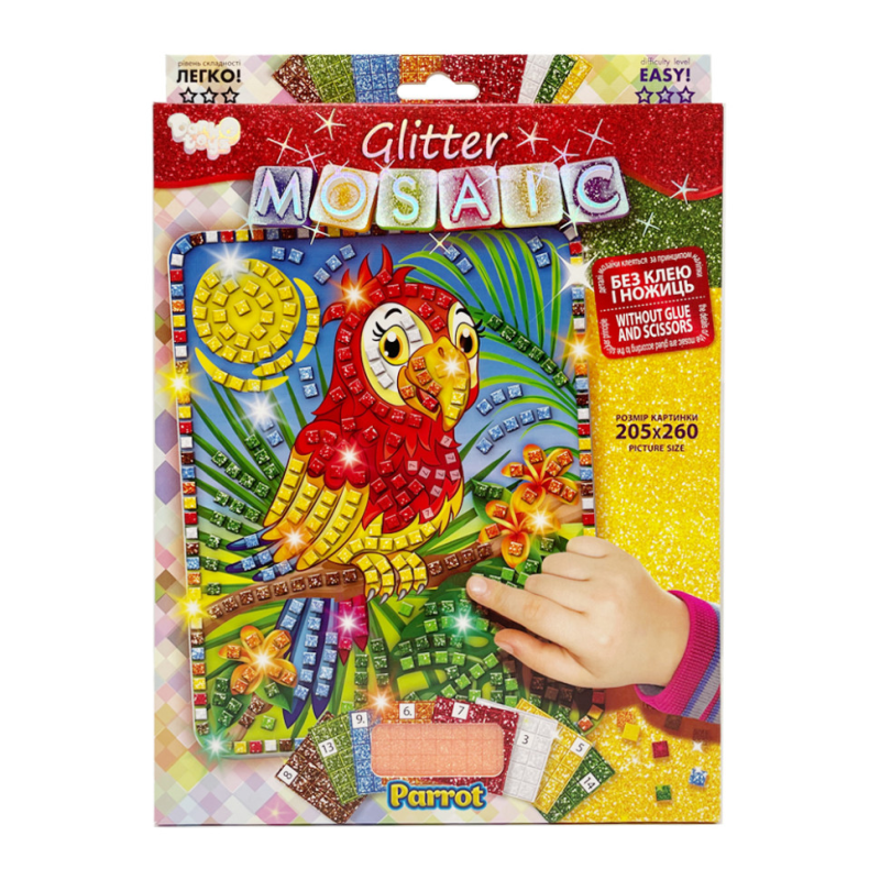 Креативна творчість "Блискуча мозаїка: Parrot" БМ-02-06, 20.6х26 см