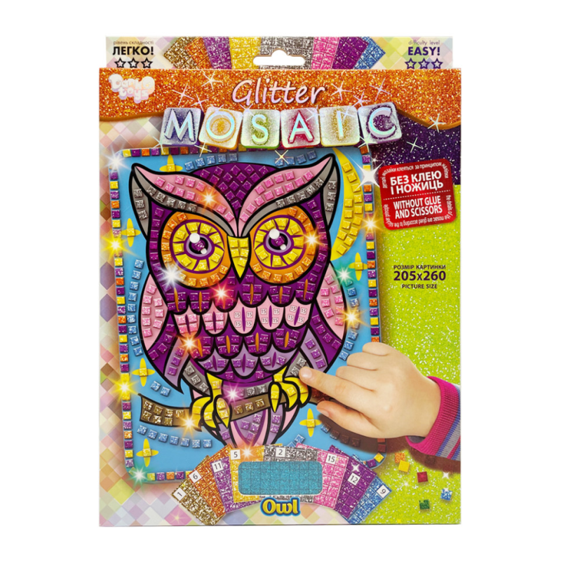 Креативна творчість "Блискуча мозаїка: Owl" БМ-02-08, 20.6х26 см