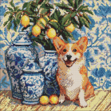 Алмазна мозаїка "Коргі та лимони" ©art_selena_ua AMO20217, 40х40 см