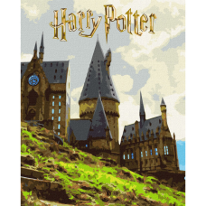 Картина за номерами "Harry Potter: Пейзаж Гоґвортсу" KHO5232 з фарбами металік 40x50 см